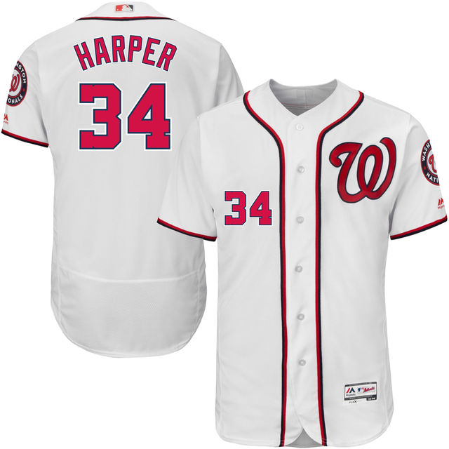 Washington Nationals Bryce Harper #34 White Authentic Collection Flexbase Jersey