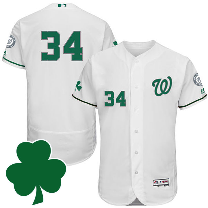 Washington Nationals #34 Bryce Harper St. Patricks Day White Celtic Flexbase Authentic Collection Jersey