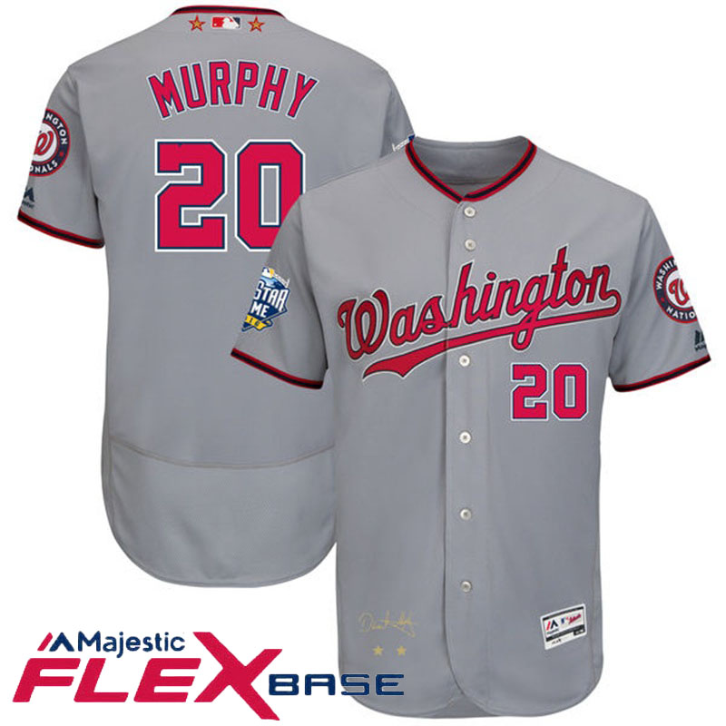 Washington Nationals Daniel Murphy #20 Majestic Gray 2016 MLB All-Star Game Signature Flex Base Jersey