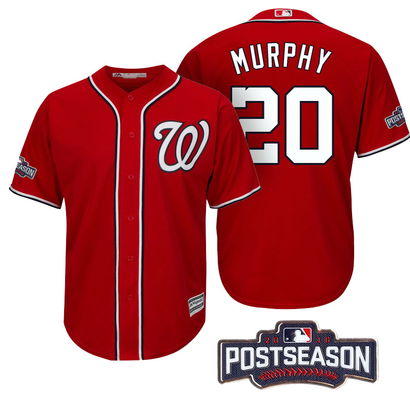 Washington Nationals Daniel Murphy #20 NL East Division Champions Red 2016 Postseason Patch Cool Base Jersey