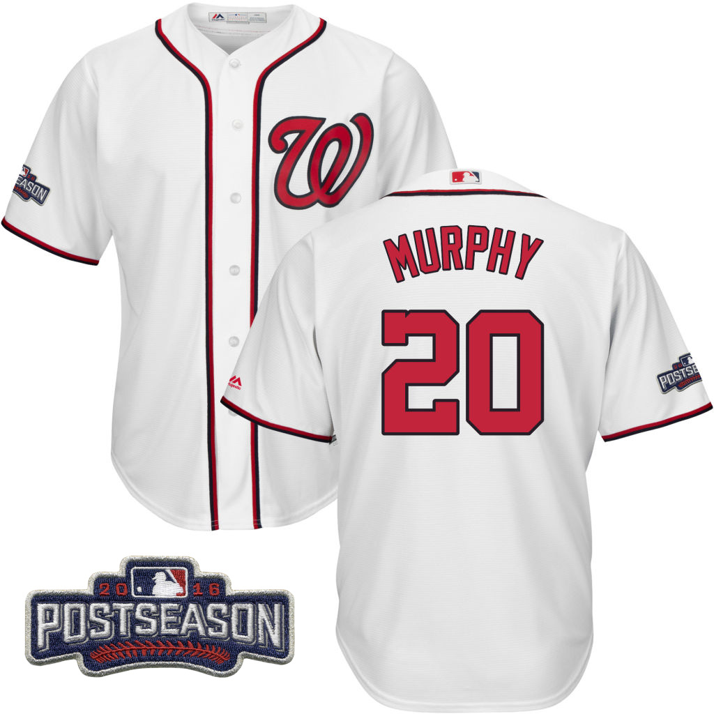 Washington Nationals Daniel Murphy #20 NL East Division Champions White 2016 Postseason Patch Cool Base Jersey