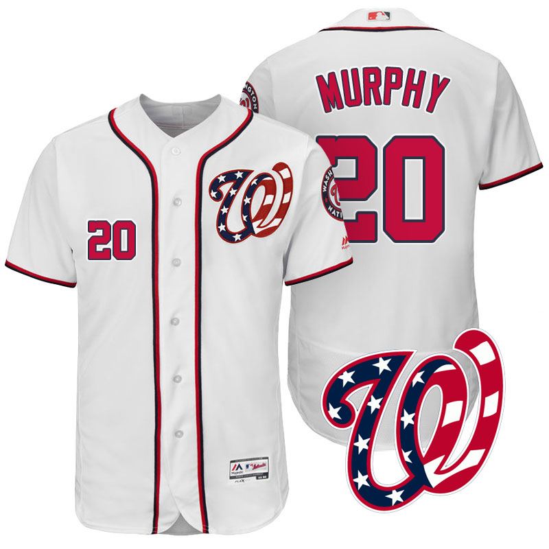 Washington Nationals Daniel Murphy #20 White 2017 Home Authentic Collection Flex Base Jersey