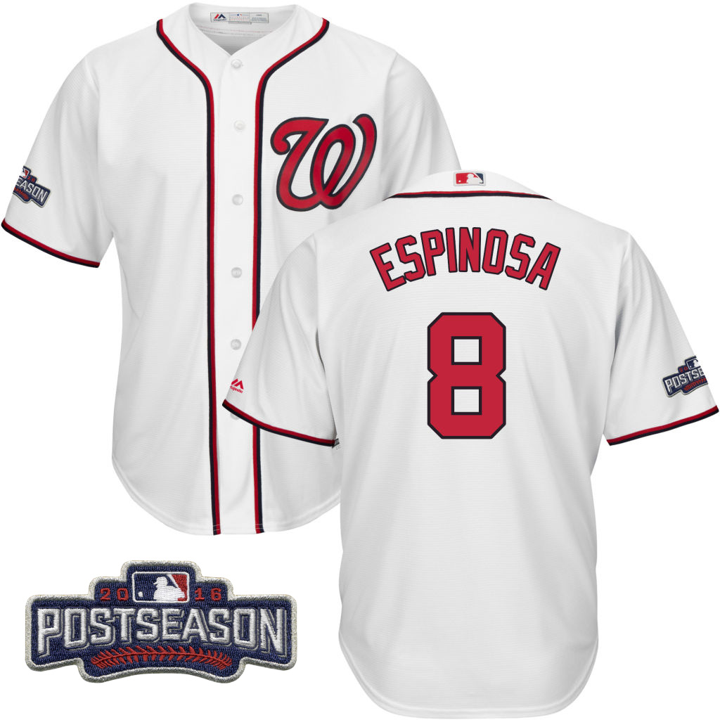 Washington Nationals Danny Espinosa #8 NL East Division Champions White 2016 Postseason Patch Cool Base Jersey