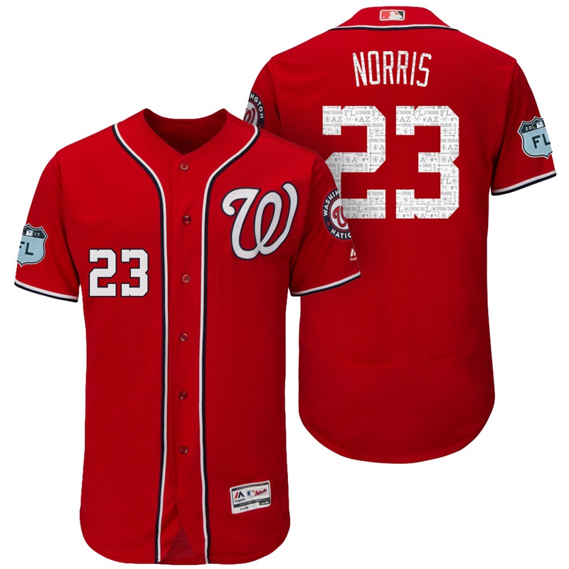 Washington Nationals Derek Norris #23 Scarlet 2017 Spring Training Flex Base Jersey