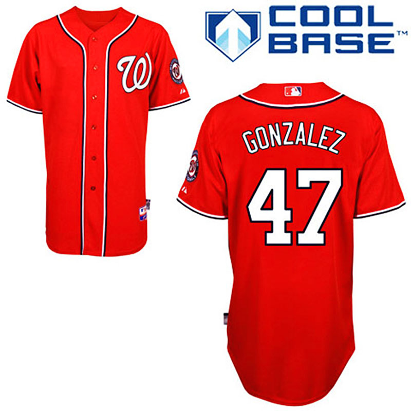 Washington Nationals #47 Gio Gonzalez Red Cool Base Jersey