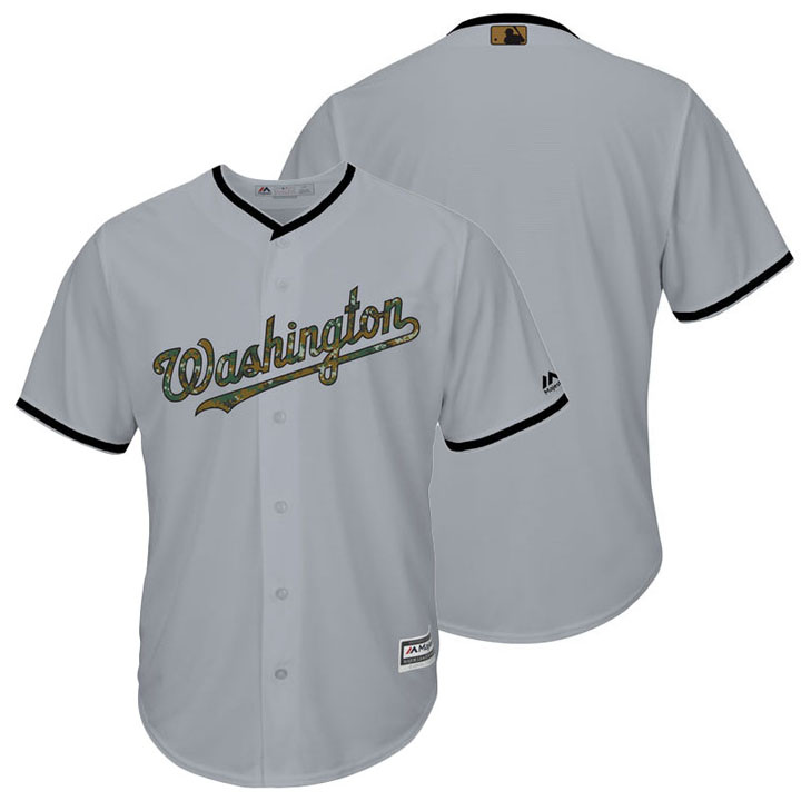 Washington Nationals Gray Camo Fashion 2016 Memorial Day Cool Base Jersey