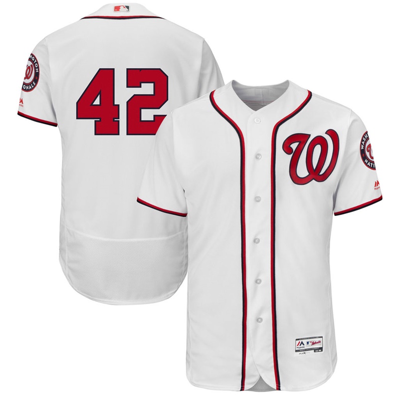 Men Washington Nationals Jackie Robinson #42 White Commemorative Flex Base Jersey