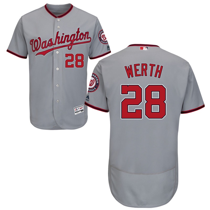 Men Washington Nationals Jayson Werth #28 Gray Road Flex Base Jersey