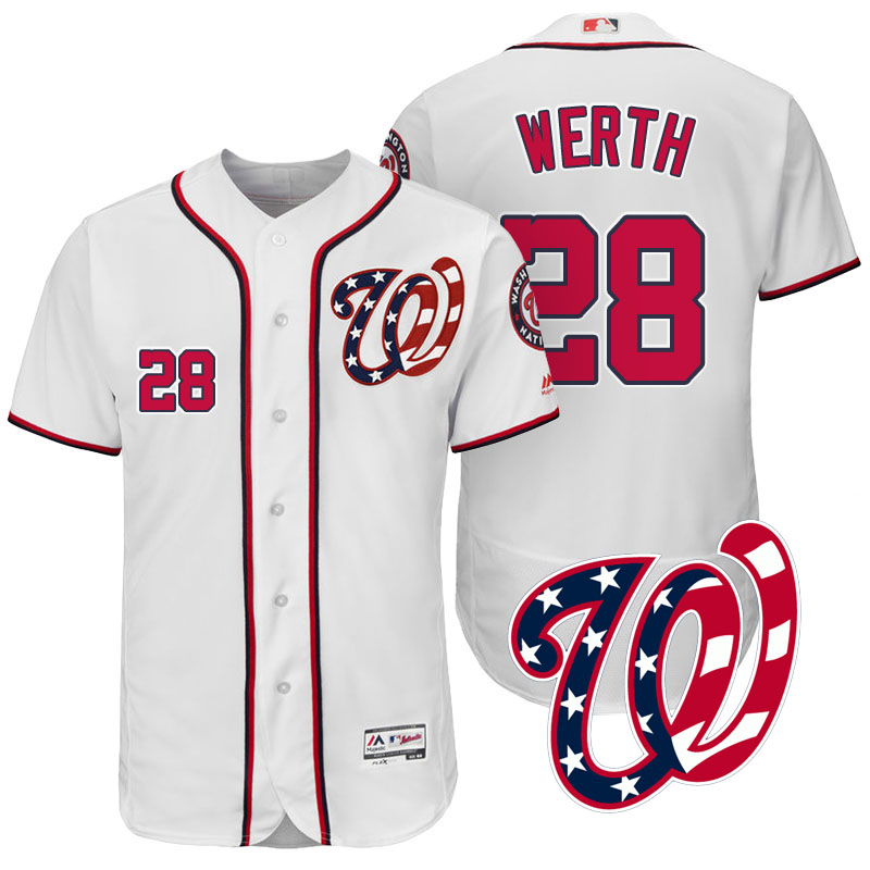 Washington Nationals Jayson Werth #28 White 2017 Home Authentic Collection Flex Base Jersey