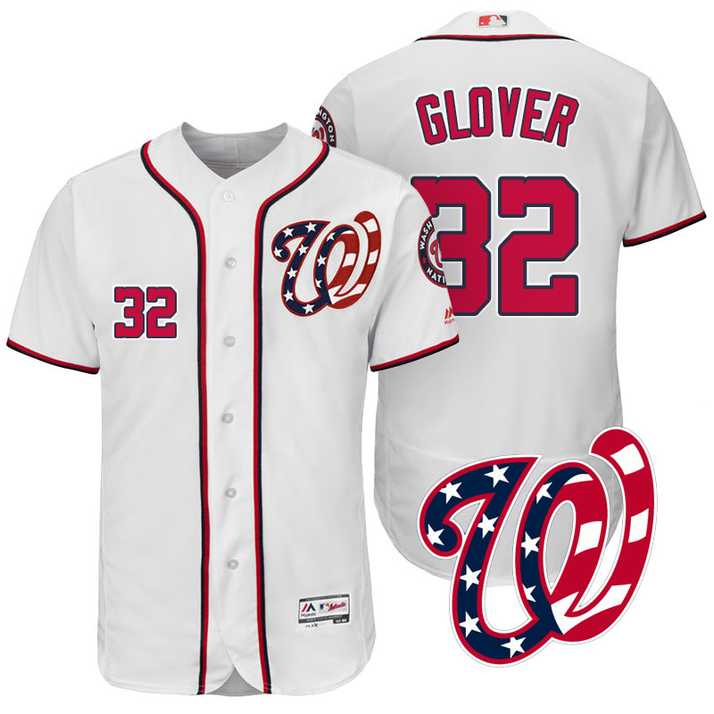 Washington Nationals Koda Glover #32 White 2017 Home Authentic Collection Flex Base Jersey