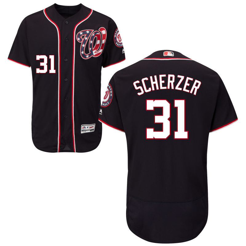 Washington Nationals #31 Max Scherzer Navy Stars and Stripes Flex Base Jersey