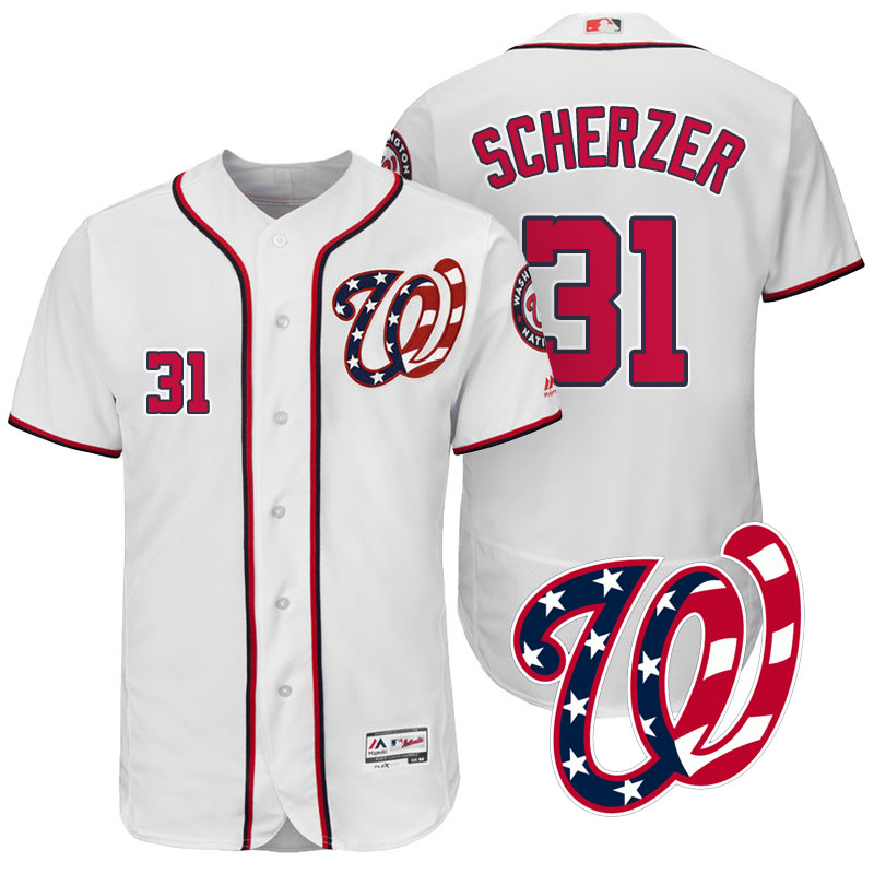 Washington Nationals Max Scherzer #31 White 2017 Home Authentic Collection Flex Base Jersey