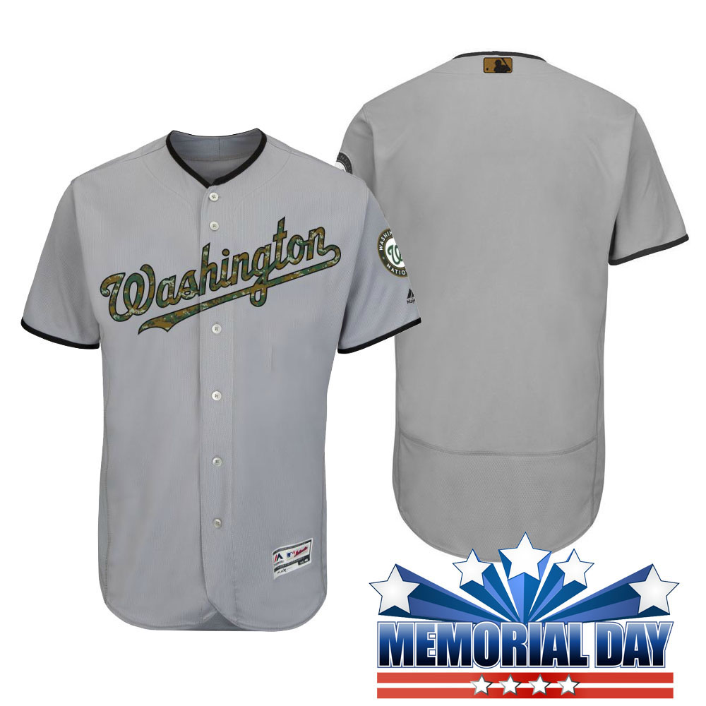 Washington Nationals Memorial Day Gray Camo Flex Base Team Jersey