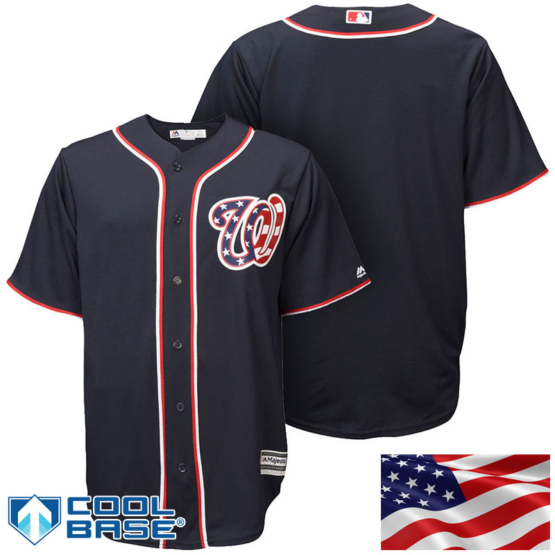 Washington Nationals Navy Stars & Stripes Official Cool Base Jersey