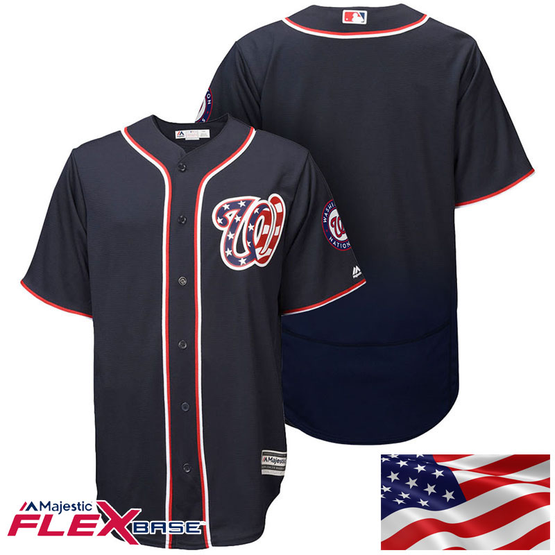 Washington Nationals Navy Stars & Stripes Authentic Collection Flexbase Jersey