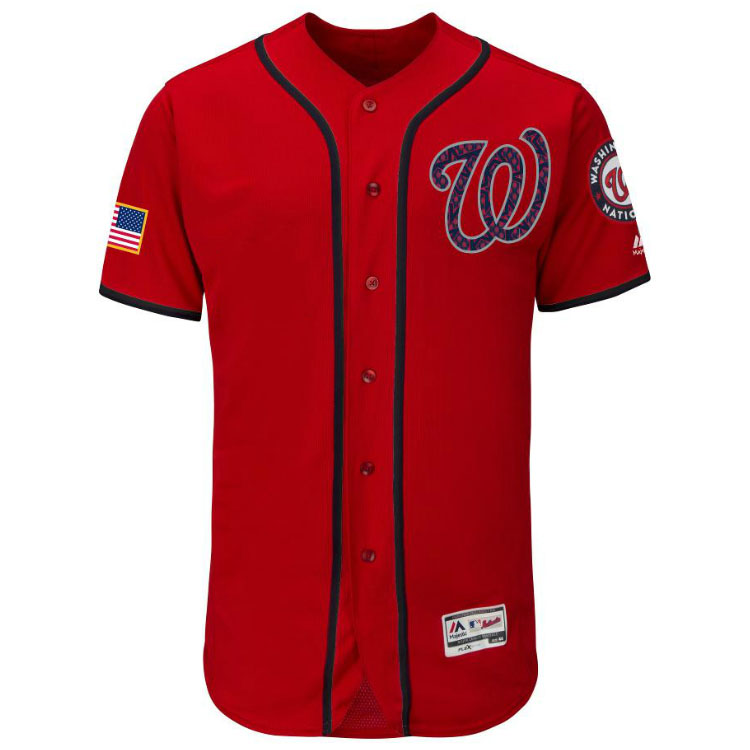 Washington Nationals Majestic Red 2016 Independence Day Stars & Stripes Flex Base Team Jersey