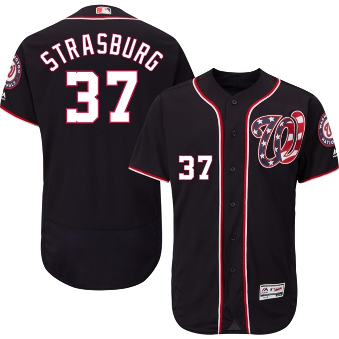 Washington Nationals #37 Stephen Strasburg Navy Flexbase Authentic Collection Jersey