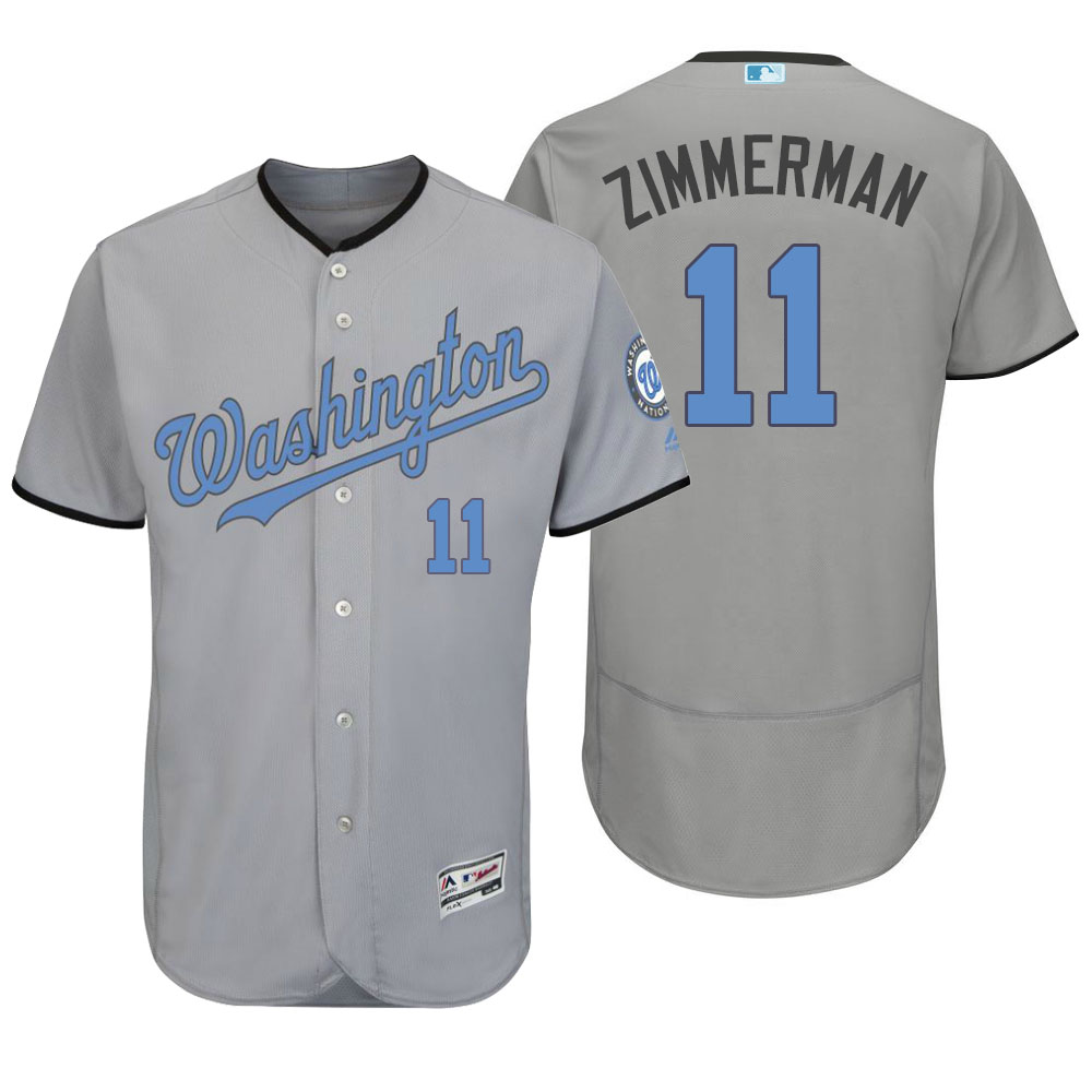 Washington Nationals #11 Ryan Zimmerman Majestic Gray Fashion 2016 Father's Day Flex Base Jersey