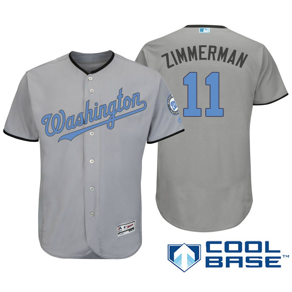 Washington Nationals #11 Ryan Zimmerman Majestic Gray Fashion 2016 Father's Day Cool Base Jersey