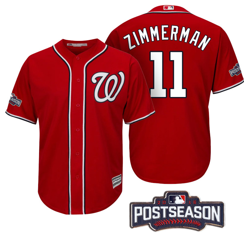 Washington Nationals Ryan Zimmerman #11 NL East Division Champions Red 2016 Postseason Patch Cool Base Jersey