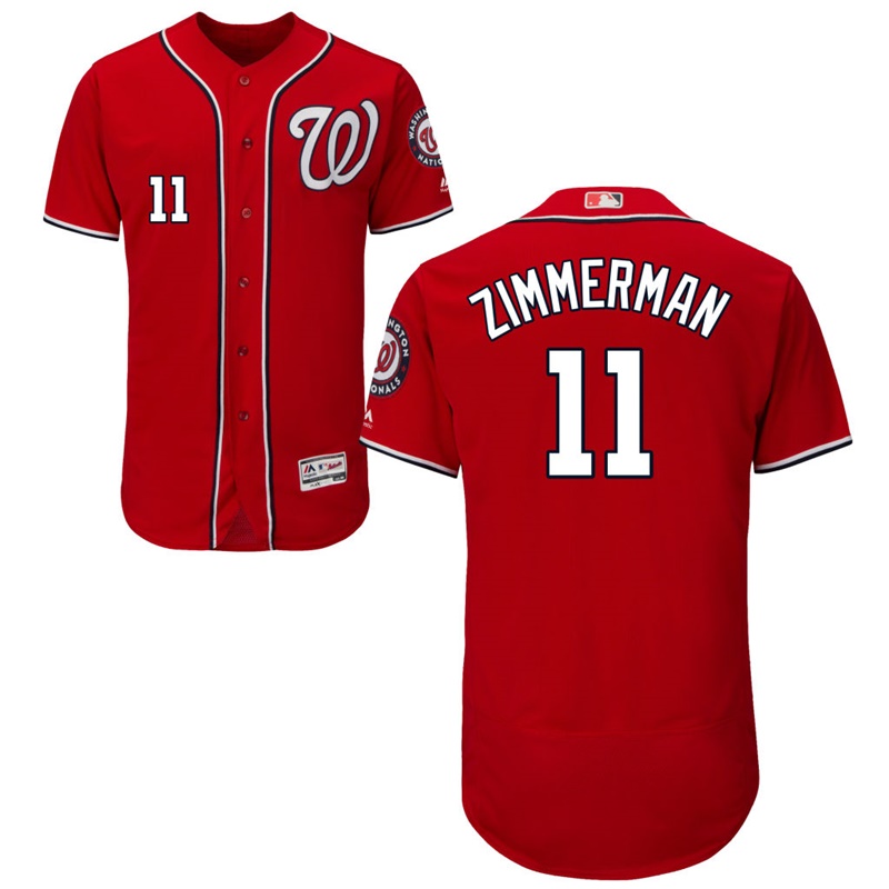 Men Washington Nationals Ryan Zimmerman #11 Scarlet Alternate Flex Base Jersey