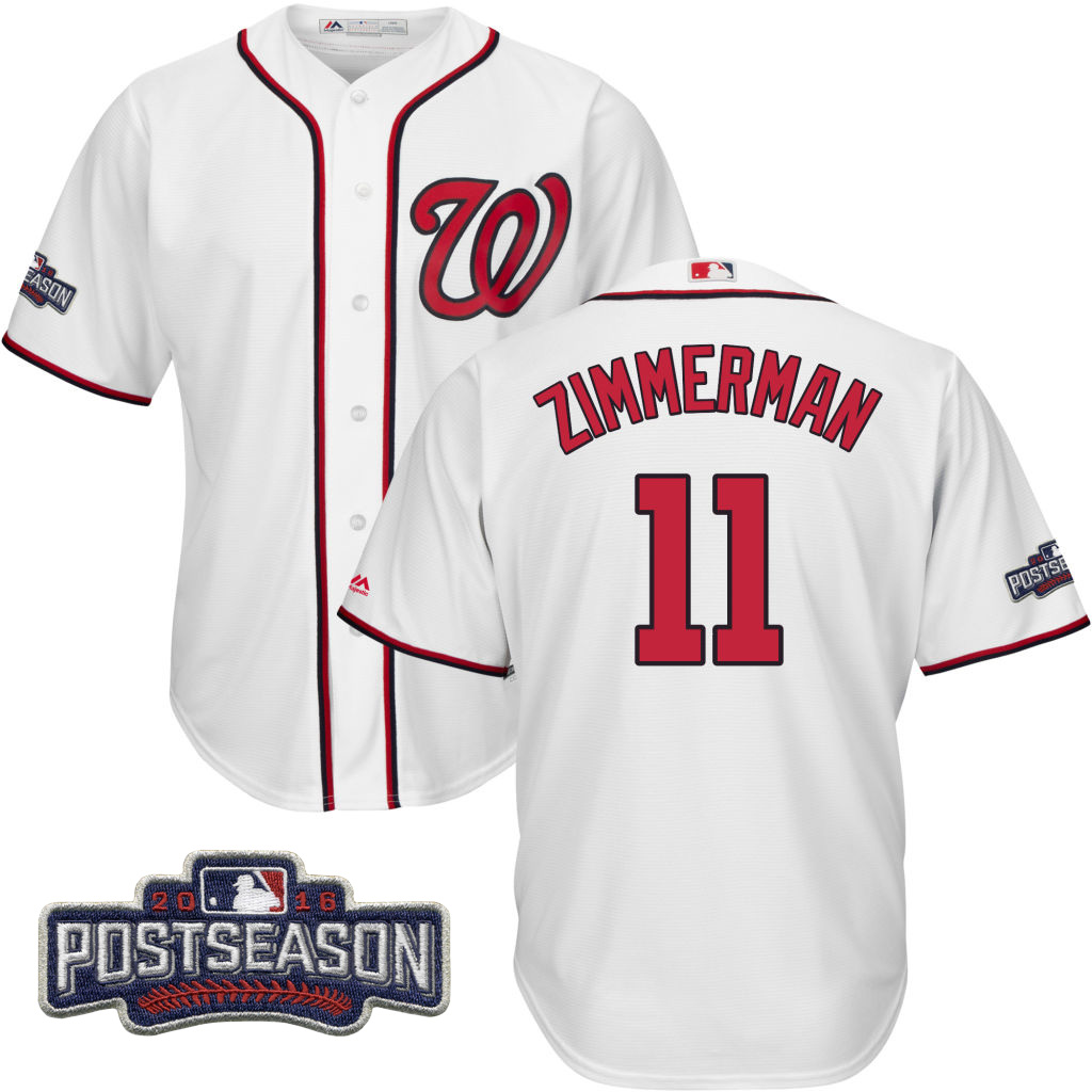 Washington Nationals Ryan Zimmerman #11 NL East Division Champions White 2016 Postseason Patch Cool Base Jersey