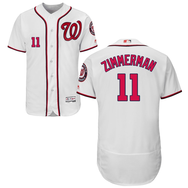 Men Washington Nationals Ryan Zimmerman #11 White Home Flex Base Jersey