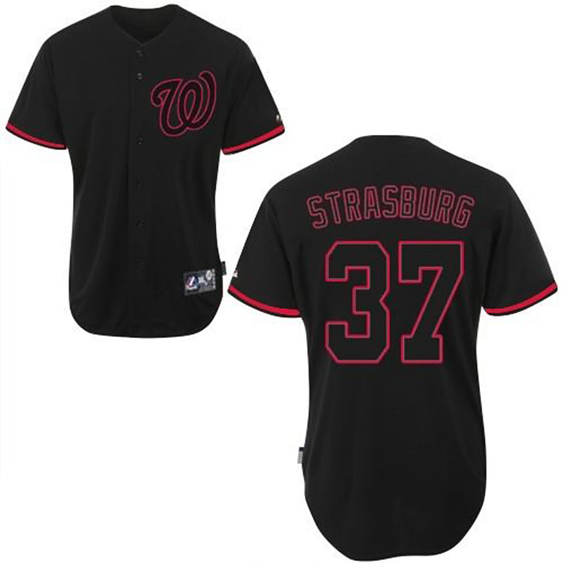 Washington Nationals #37 Stephen Strasburg Black Fashion Jersey