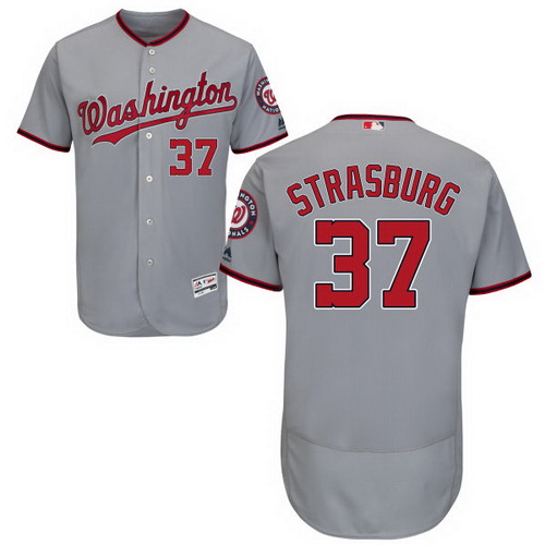 Washington Nationals Stephen Strasburg #37 Gray Flexbase Authentic Collection Jersey