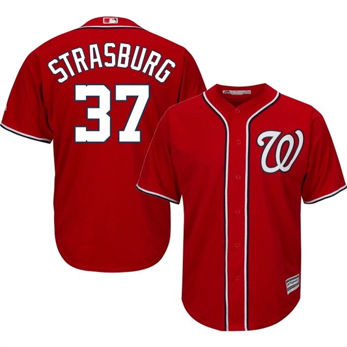 Washington Nationals Stephen Strasburg #37 Majestic Red Authentic Cool base Jersey