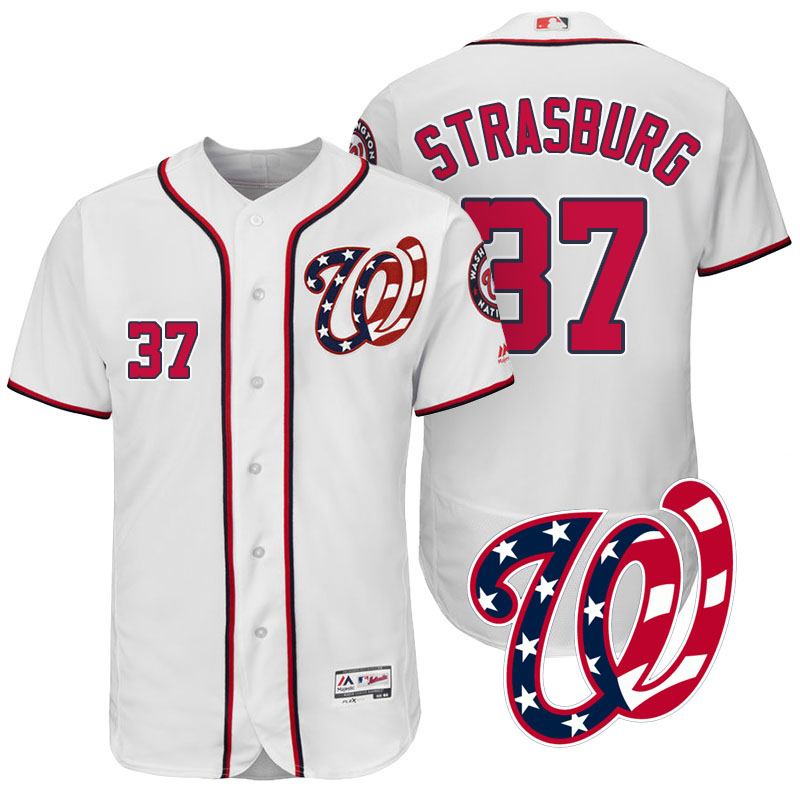 Washington Nationals Stephen Strasburg #37 White 2017 Home Authentic Collection Flex Base Jersey