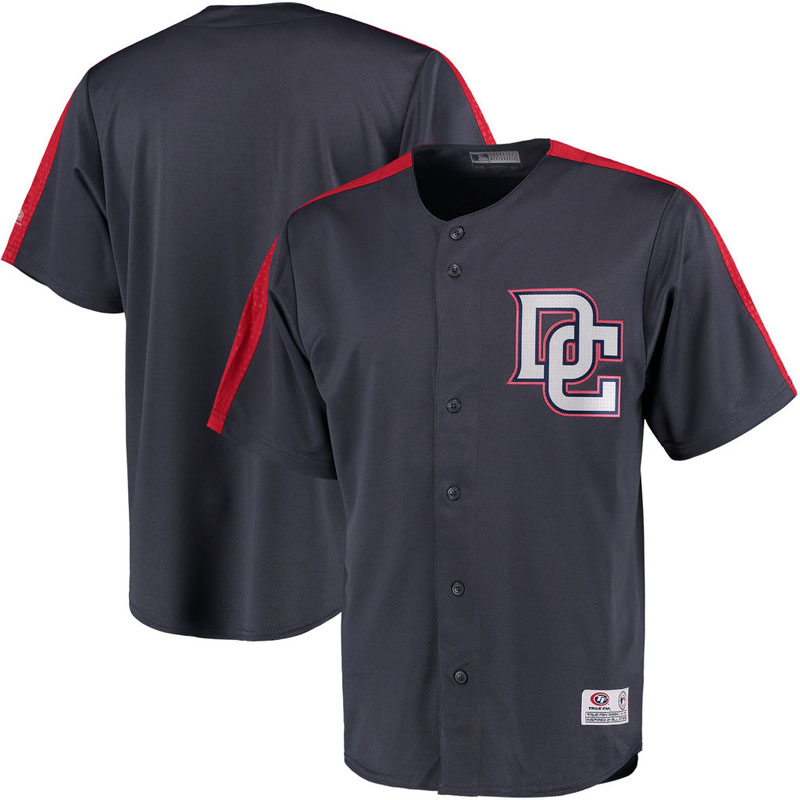 Washington Nationals Stitches Charcoal Button Down Hot Corner Polyester Jersey