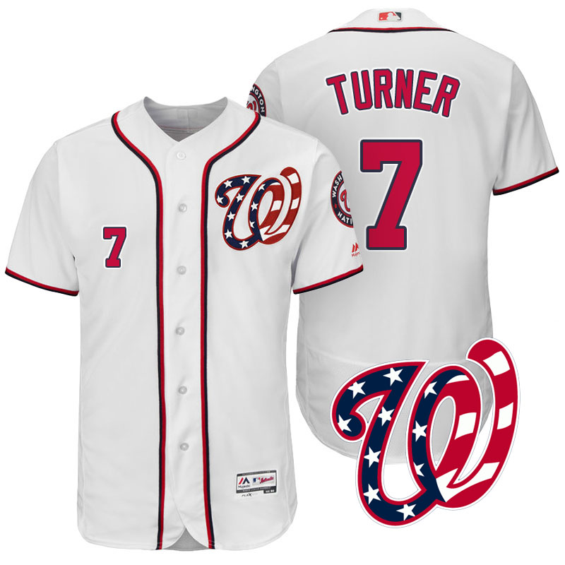 Washington Nationals Trea Turner #7 White 2017 Home Authentic Collection Flex Base Jersey