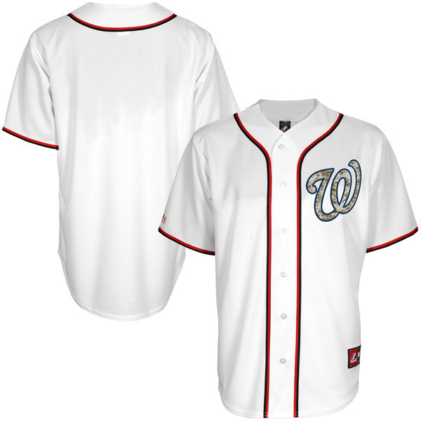 Washington Nationals White USMC Button-Up Team Jersey