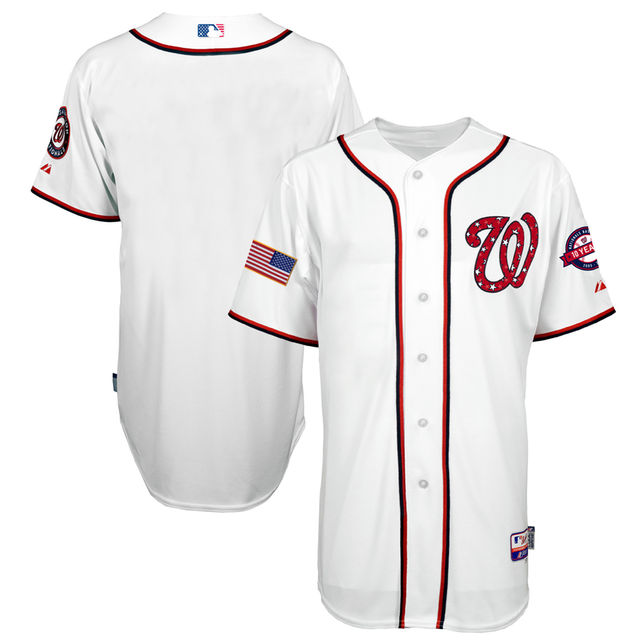 Washington Nationals White 2016 Independence Day Stars & Stripes Authentic Cool Base Jersey