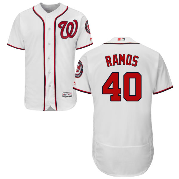 Washington Nationals Wilson Ramos #40 Majestic White Authentic Collection Flexbase Jersey