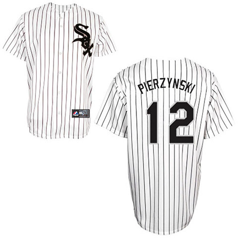 Chicago White Sox #12 A.J. Pierzynski White Black Strip Jersey