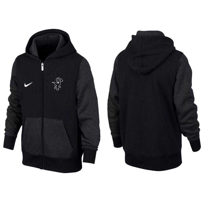 Chicago White Sox Black Gray Full-Zip Aunthetic Pullover Hoodie