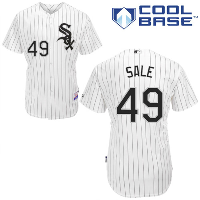 Chicago White Sox #49 Chris Sale Men's Authentic White Home Majestic MLB Cool Base Jersey