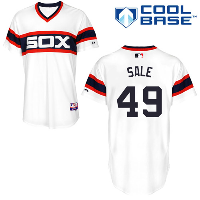 Chicago White Sox #49 Chris Sale Men's Authentic White Alternate Majestic MLB Cool Base Jersey