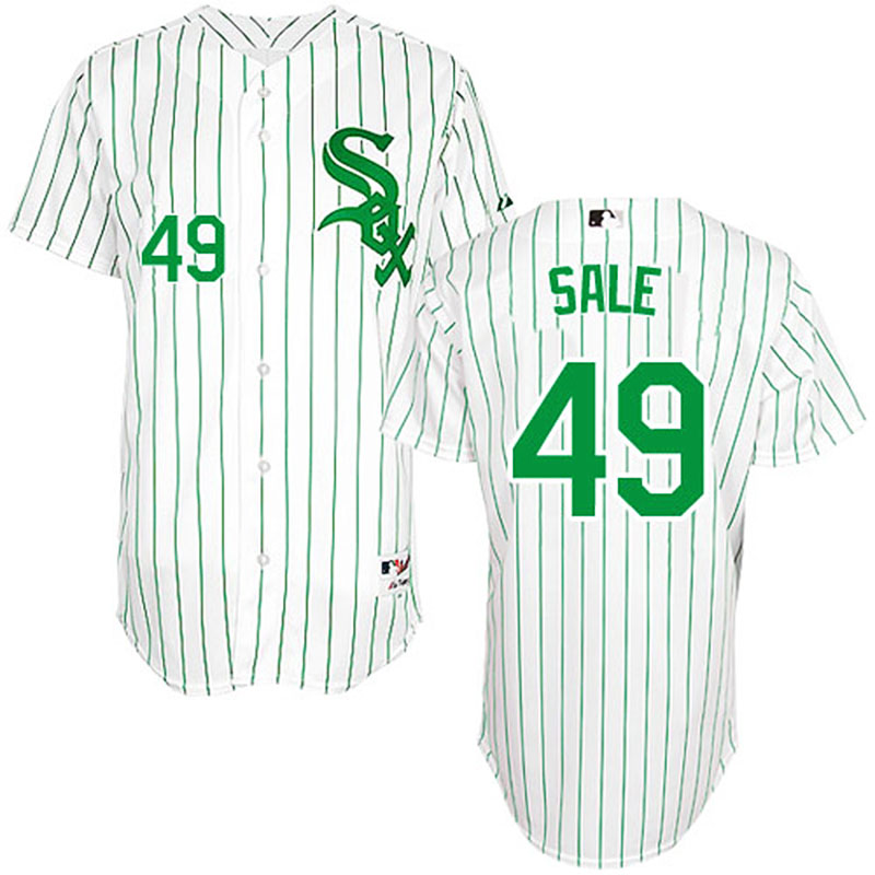 Chicago White Sox #49 Chris Sale Men's Authentic White St. Patrick's Day Majestic MLB Jersey