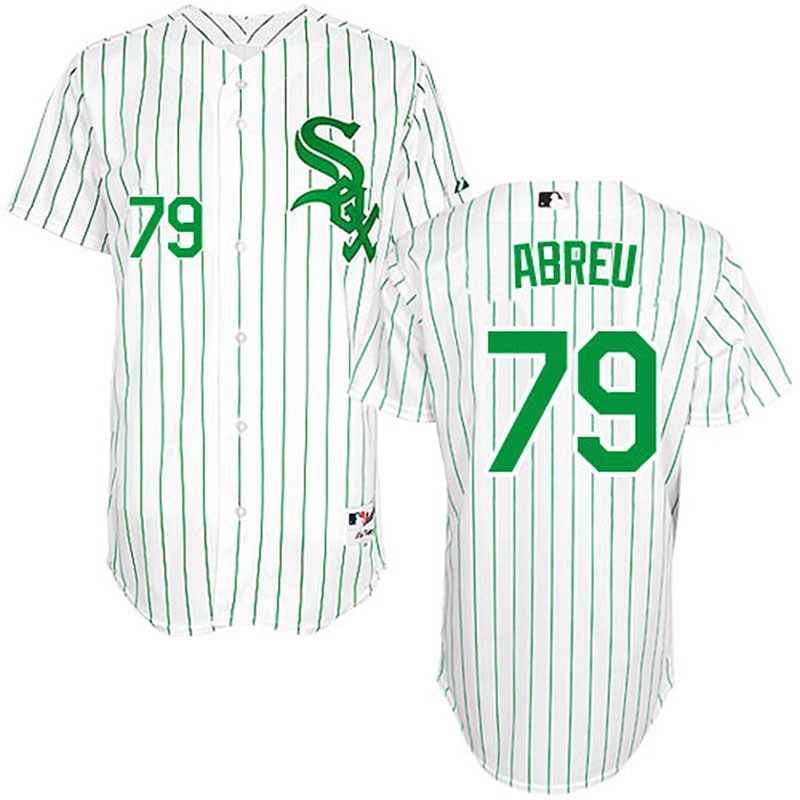 Chicago White Sox #79 Jose Abreu Men's Authentic White St. Patrick's Day Majestic MLB Jersey