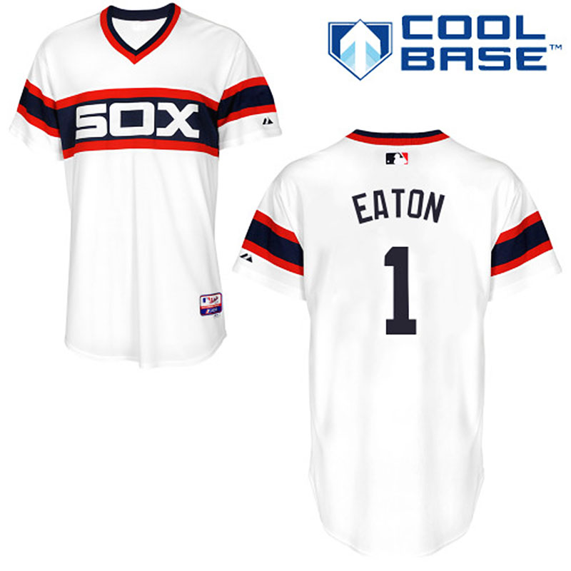 Chicago White Sox #1 Adam Eaton Men's Authentic White Alternate Majestic MLB Cool Base Jersey