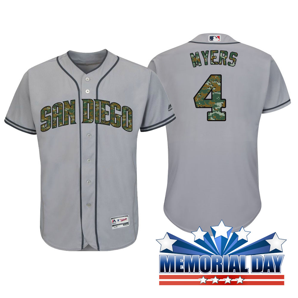 San Diego Padres Wil Myers #4 Gray Camo Fashion 2016 Memorial Day Cool Base Jersey