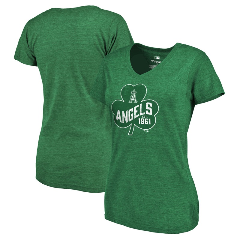 Women's Los Angeles Angels Green St. Patrick's Day Paddy's Pride Tri-Blend T-Shirt