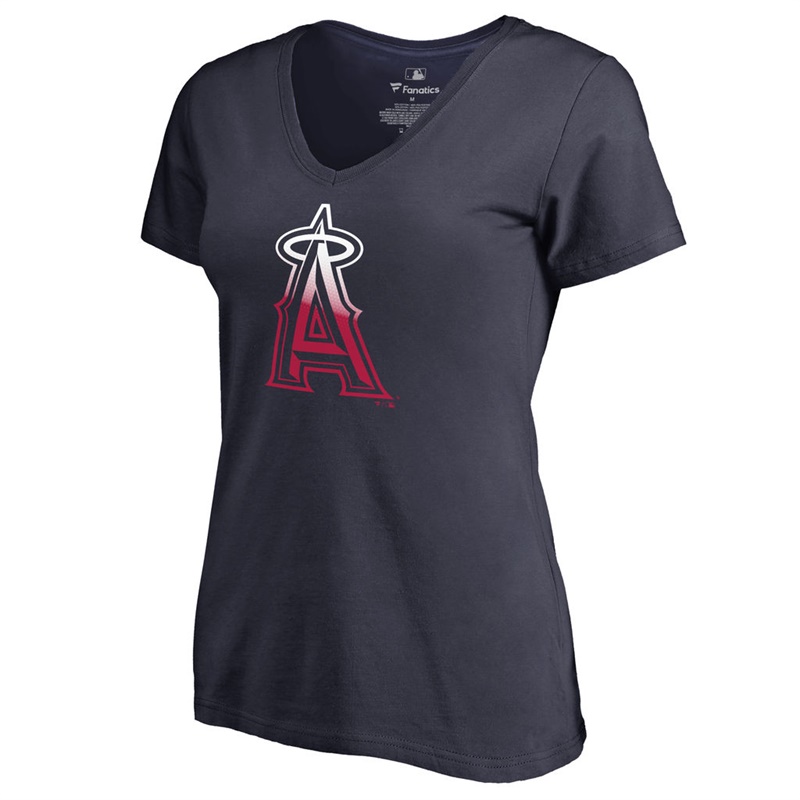 Women's Los Angeles Angels Red Gradient Logo Short Sleeve T-Shirt