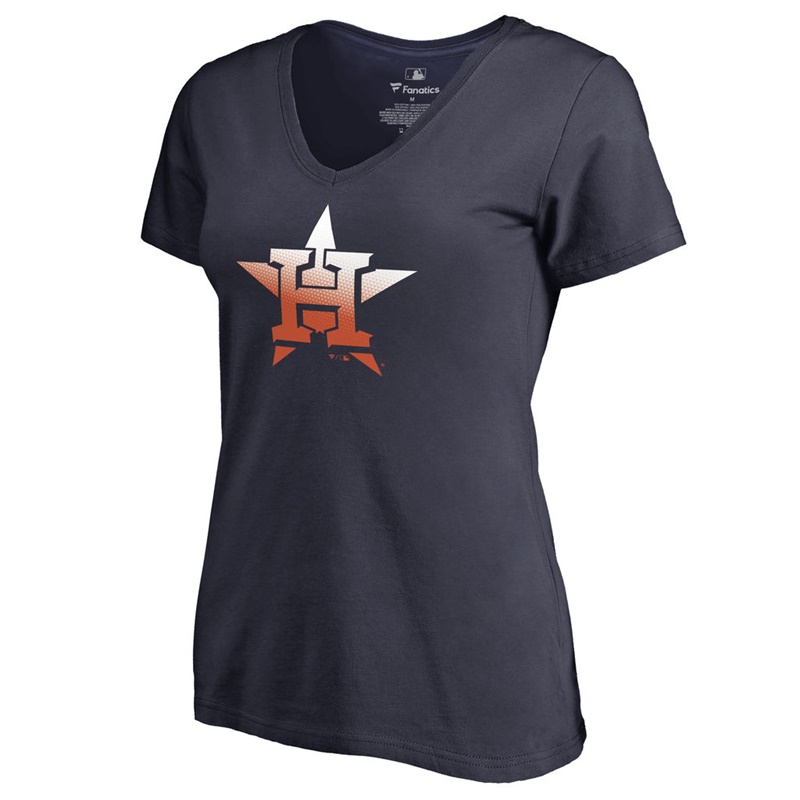 Women's Houston Astros Navy Gradient Logo Short Sleeve T-Shirt