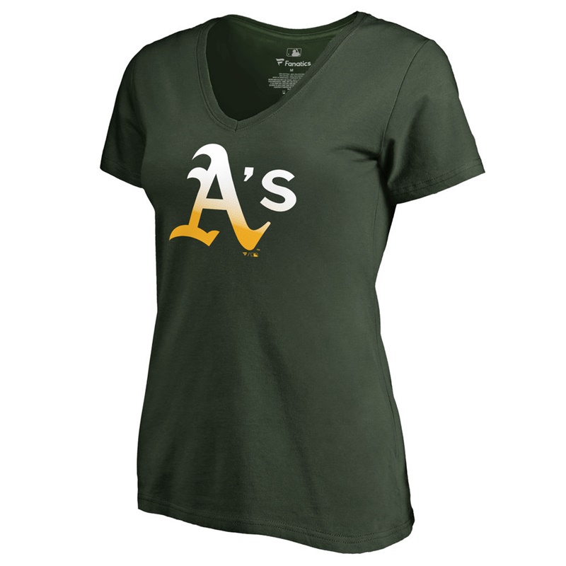 Women's Oakland Athletics Green Gradient Logo Short Sleeve T-Shirt