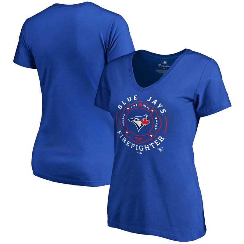 Women's Toronto Blue Jays Royal Short Sleeve Firefighter T-Shirt