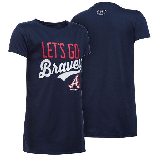 Women's Atlanta Braves Navy Let's Go Graphic T-Shirt